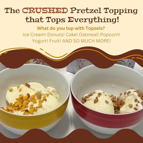 Image of Ice Cream & Dessert Toppings By Topzels, Sweet Combo - Includes Two Flavors | 3.5 Oz (Pack of 2) | No Artificial Flavors, Colors or Preservatives, Crushed Pretzels, Adds Crunch & Bold Flavor