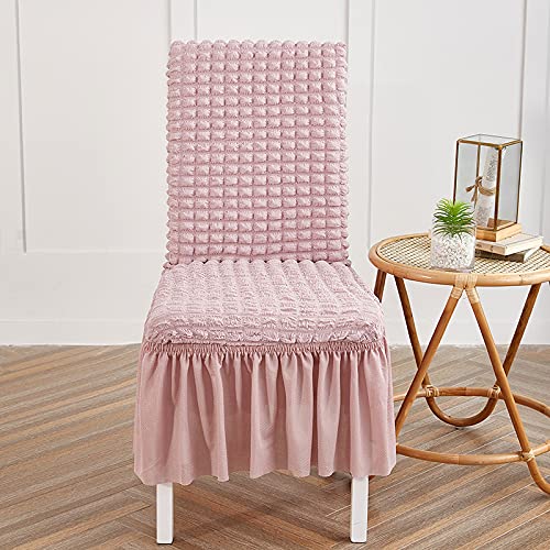 ArtSpark Turkish Bubble Frill Chair Cover – Stretchable Short Dining Chair Slipcover, Removable & Washable Chair Cover, Home, Kitchen & Banquet (Pack of 1) (Pink)-image-7