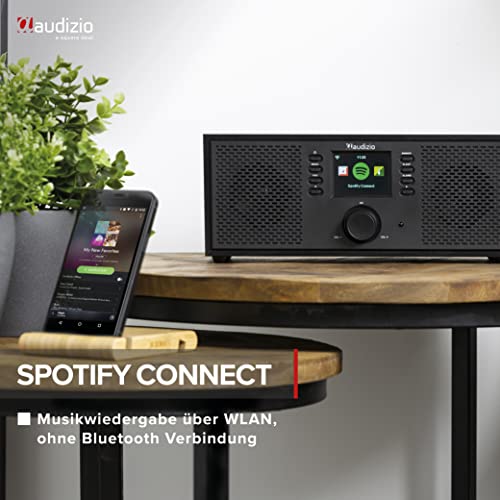 Audizio Rimini Internet Radio WLAN, Bluetooth Radio mit Fernbedienung, Spotify Connect, Sleeptimer, Alarmfunktion, modernes Küchenradio mit Display - Schwarz – Bild 3