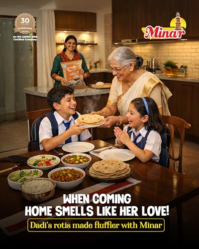 Image of Minar Nutri Rich Fortified Whole Wheat Chakki Atta 10 Kg | Enriched with Iron, Folic Acid & Vitamin B12 | 100% Whole Wheat | Zero Maida | Soft & Fluffy Rotis