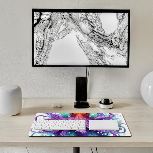 Tapis de souris de jeu de grande taille pieuvre antidérapant lavable LED - 7