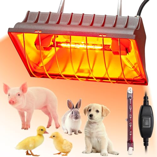 Heat Lamp for Chickens Chicks 175W Brooder Heater Lamp for Chicks Ducks Adjustable Hanging Height & Anti-Fall Waterproof Cover for Winter Livestock Pet