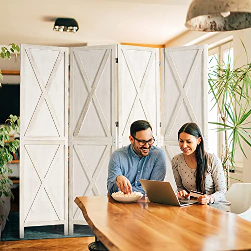 Oneinmil Room Divider, Room Dividers And Folding Privacy Screens, Partition Wall Dividers For Rooms, Room Separator, Temporary Wall, Privacy Folding Screen, Rustic Barnwood (White) #TOP7