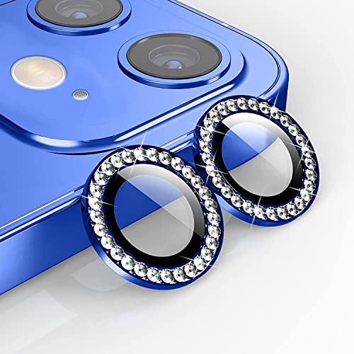 Image of for iPhone 11 /12 /12 Mini Camera Lens Screen Protector Tempered Glass [Set of 2] [High Definition Anti-Scratch /Dust, Metal Ring Film]- Blue Diamond