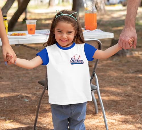 Image of FRYAID Toddler Baseball Sister Shirt Baby Girl Baseball Outfit Big Sister Shirt Birthday Girl T-Shirt Summer Cotton Tee Top