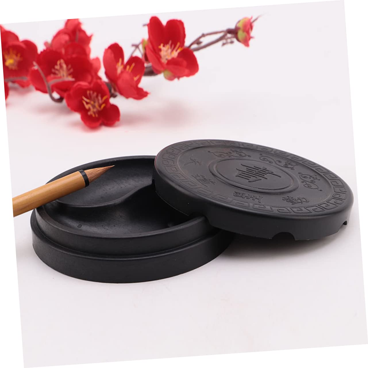 STOBOK Calligraphy Ink Box Tai Chi Shaped Traditional Chinese Inkslab for Smooth Grinding Ideal for Beginners - 9.8Cm X 9.8Cm - Image 2