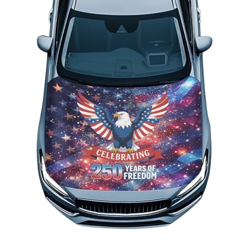 Image of American 250 Anniversary Hood Wraps for Cars Hood Wrap Protector Washable Car Hook Elastic Fabrics Can be Washed Hook Wraps