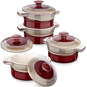 LOVECASA 4-delige muffins vormpjes set met deksel, mini schaaltjes voor soufflé, crème brulee, ovens, fondants, desserts, 10 x 10 x 5,2 cm, 200 ml