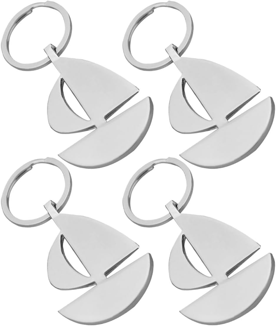 4Pcs Nautical Sailboat Keychains Set, Zinc Alloy Floating Boat Key Holder with Lightweight Metal Rings for Sailing Travel and Navigation Enthusiasts