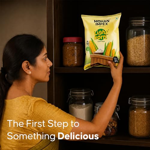 Image of Mohan Impex Corn Flour 1kg [Pack of 2] | Fresh Makki Maize Starch Powder | Gluten-Free & Organic | Best for Baking, Soups, Cakes & Frying | Natural Thickening Agent