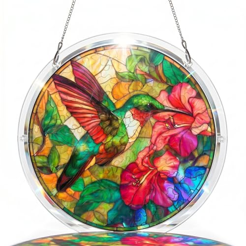 Acrylic Puzzles Suncatcher 9.8 Inch Hummingbird Window Suncatcher Acrylic Puzzle DIY Acrylic Suncatcher Jigsaw Puzzle Home Decor Art Gift