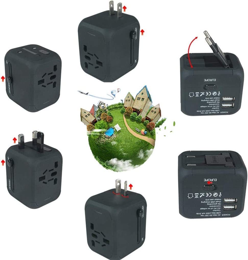 Adattatore da Viaggio Europeo Internazionale con Adattatore da Viaggio Universale Dual USB per Laptop USA EU UK aus