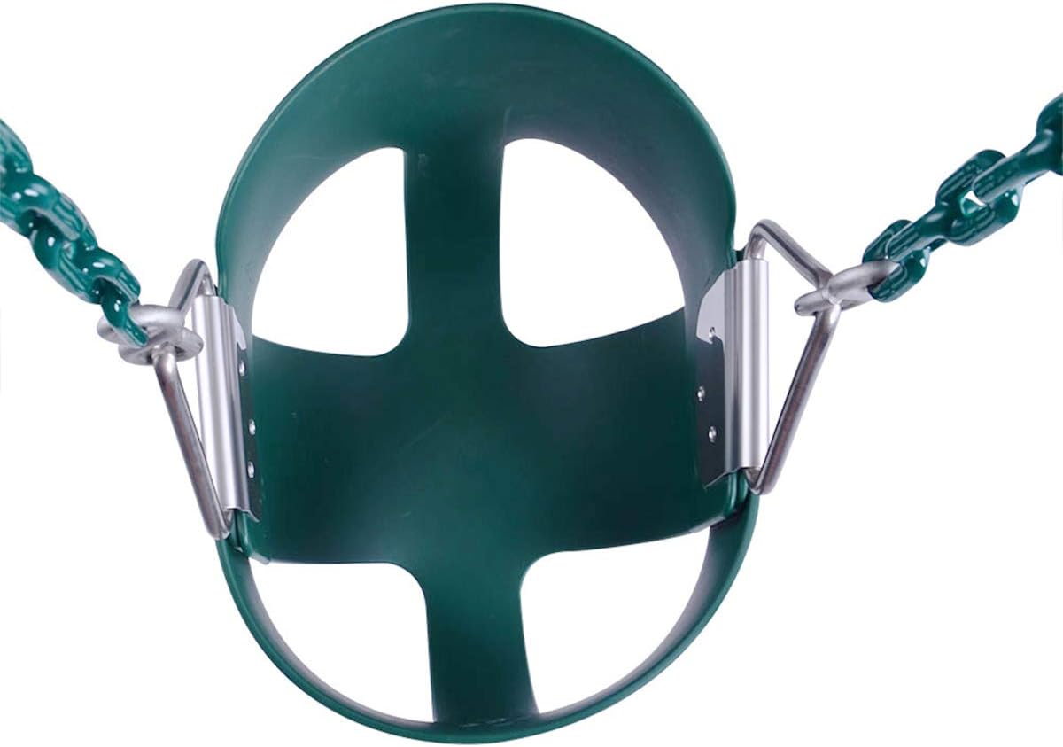 KINSPORY Toddler Swing, 59" Coated Heavy-Duty Iron Chains Baby Swing Outdoor, High Back Full Bucket Infant Swing Seat with Tree Straps for Swing Sets Backyard Outdoor Indoor (Green)