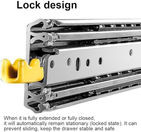 500lbs Heavy Duty Drawer Slides 10in 20in 36in 60in 72in 76in 80in 1 Pair Full Extension Ball Bearing Drawer Rails with Lock, Side Mount Tool Box Runners Tracks Glides(80 inch)