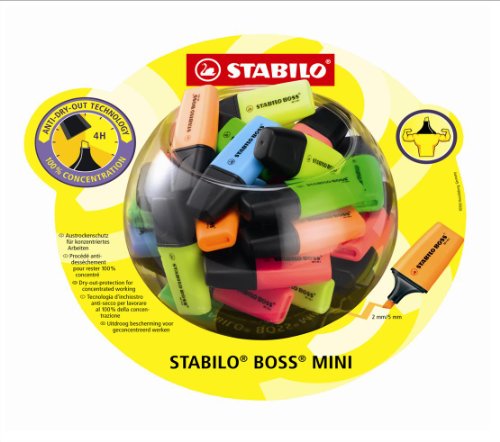 STABILO BOSS MINI présentoir de 50 feutres de poche anti-dessèchement pour bureau