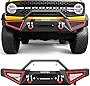 OEDRO Front Bumper Compatible with 2021-2023 Ford Bronco, Off Road Rock Crawler Full Width Bumper with Winch Plate Mounting & 2 x D-Rings & Detachable Decor