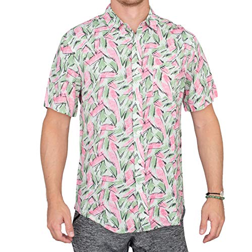 Adult Halloween Tropical Hopper Costume Hawaiian Button Down Shirt (Medium)