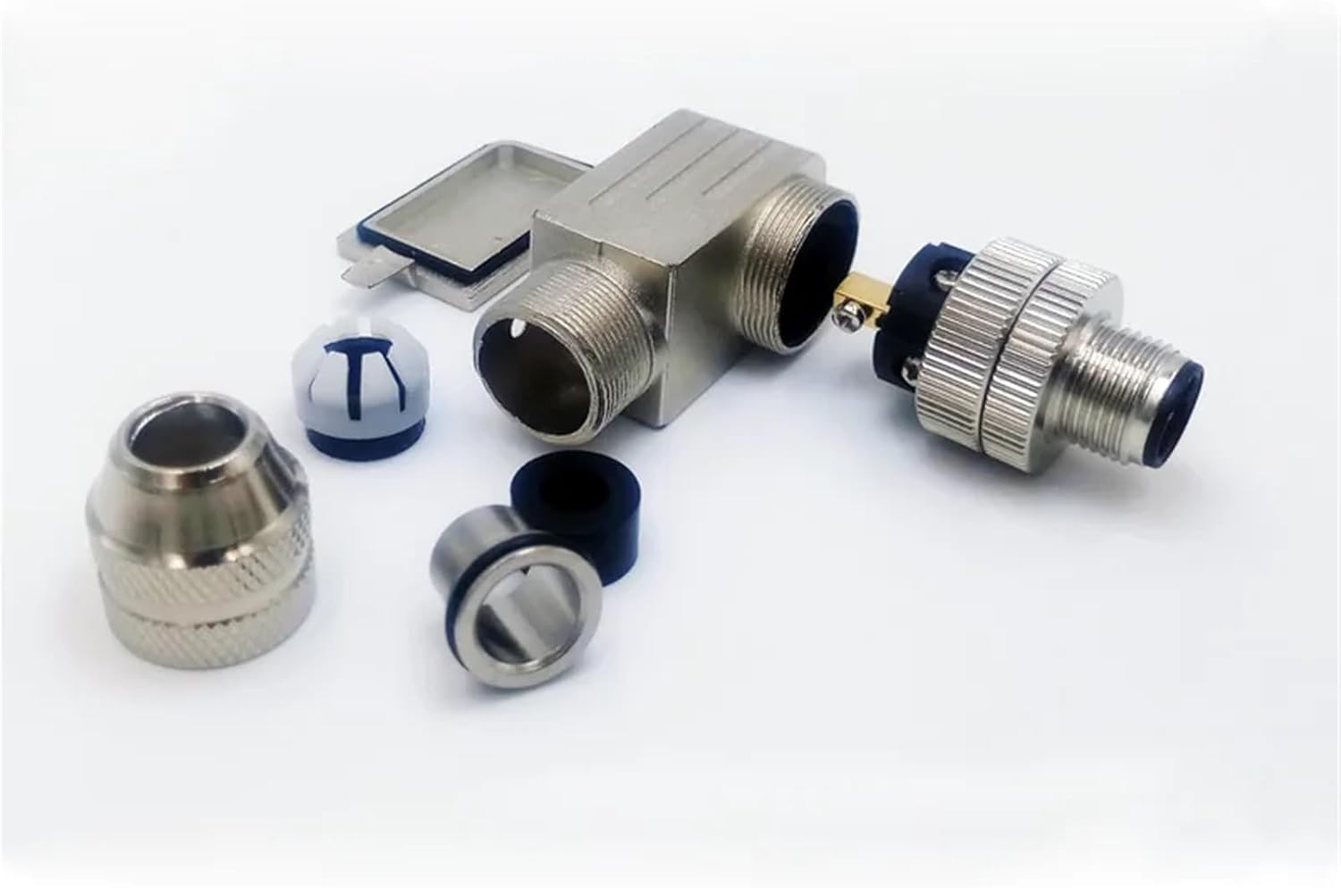 M12 Sensor Connector Matel Signal Shielding Male Female Screw Threaded 4 5 8 Pin 1Pcs(Straight,MALE INSERT_8P)