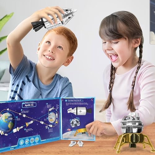 Imagimake Man's Journey to Moon | Mission Apollo 11 | Rocket & Satellite Model Making Set | 3D Puzzle Toy for Kids | Astronaut & Space Kit | Birthday Gift for Girls & Boys Ages 8,9,10,11,12,13