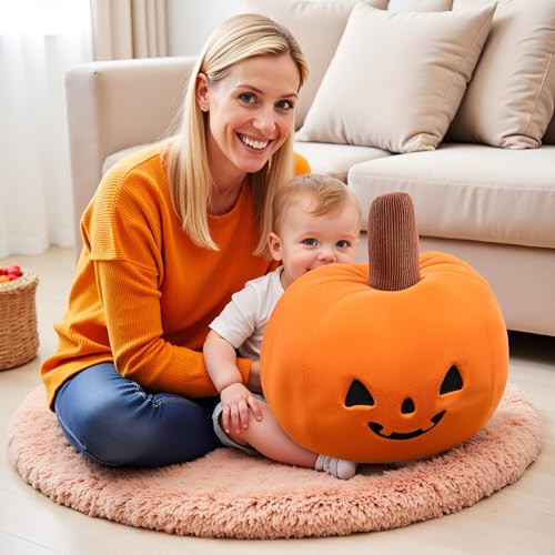 Image of Ryttir 15.7 Inch Big Creative 3D Simulation Halloween Pumpkin Pillow,Fluffy Cars Pillow Outdoor Cushions for Car Owners,Cuddle Companion for Age 0+(Birthday Gender Neutral Gift)