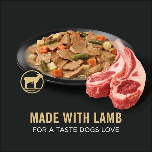 Image of Purina Pro Plan Complete Essentials Wet Dog Food in Gravy, (12) 13 oz | Lamb & Vegetables, high protein dog food, 23 essential vitamins, no artificial colors, flavors, or preservatives