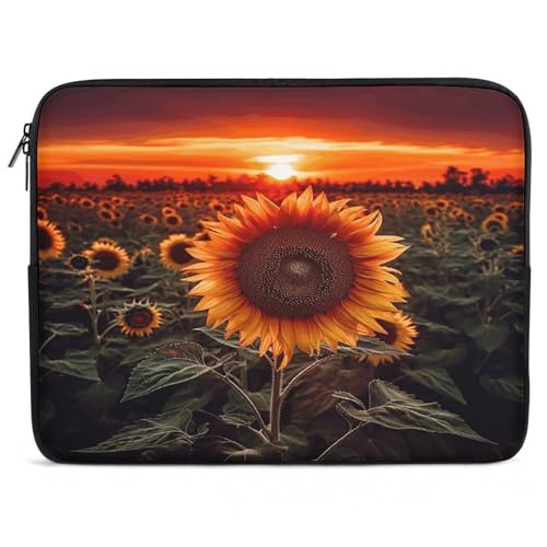 Funda protectora para laptop de 17 pulgadas con acabado Sunset Sunflower de alta resistencia