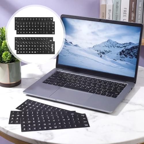 Juego de 4 pegatinas para teclado universal en negro y blanco miniatura 3