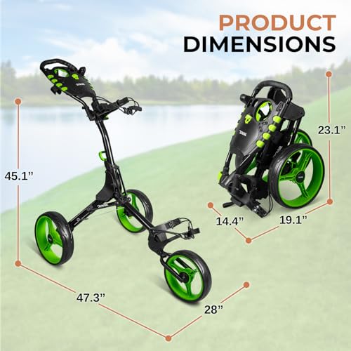 Image of JOVIAL Foldable 3 Wheel Junior Golf Push Pull Cart with Aluminum Frame