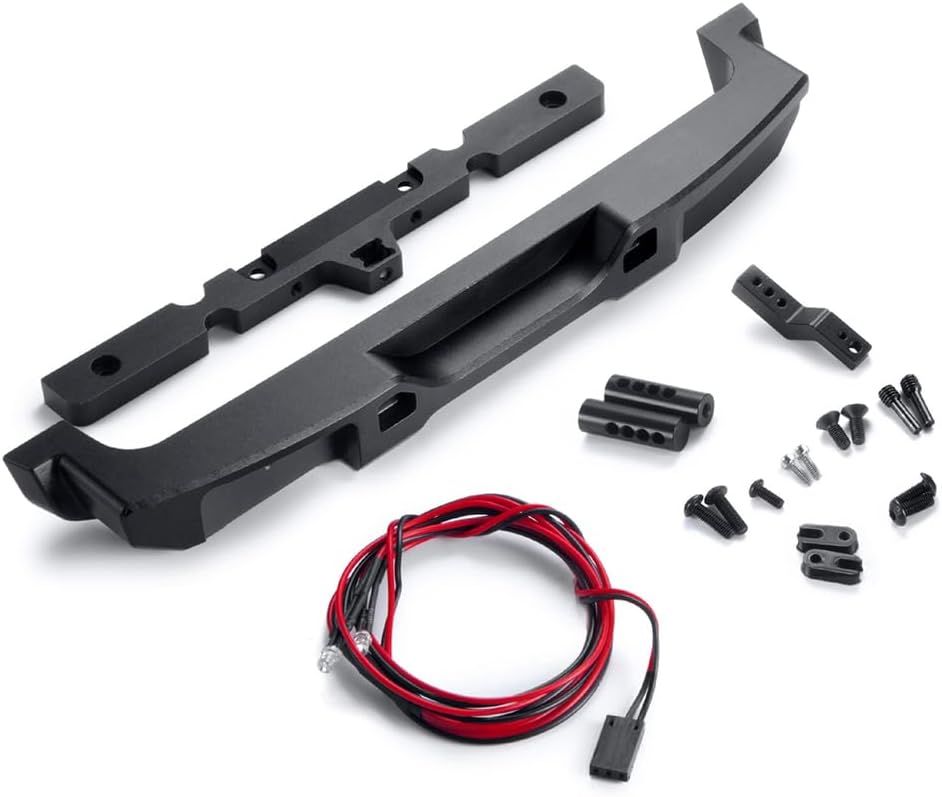 RCLions Aluminum Front Bumper with LED Headlights/Tailights for Axial SCX10-iii AXI03007 1/10th RC Crawler Car