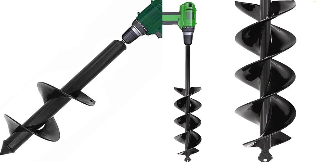TCBWFY 4x12inch Auger Drill Bit for Planting,Heavy Duty Garden Auger Spiral Drill Bit,TCBWFY Garden Auger Drill Bit for Planting 3x16.5inch,Total Solid Barrel Extensive Blades