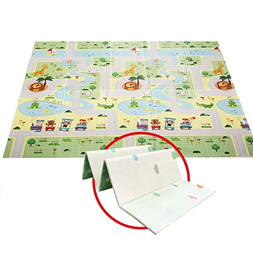 Alfombra de juegos para niños, alfombra de bebé para niños y bebés, reversible y no tóxica para interiores y exteriores, 200 x 180 x 1 cm (D) Cover