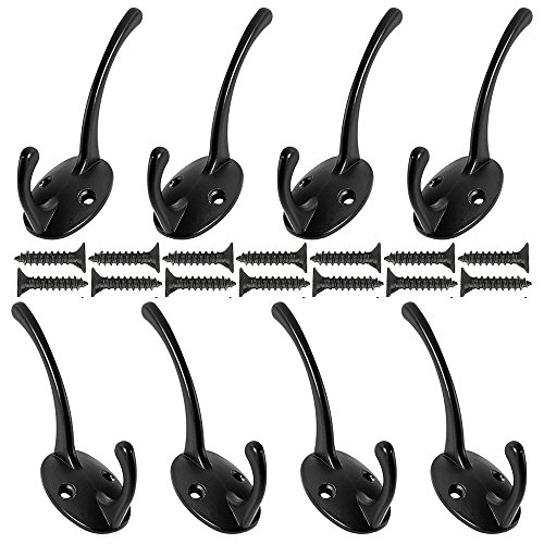 'ZhongYeYuanDianZiKeJi Gancho metálico Extendido capa sombreros ropa colgador de pared multipropósito rústico gancho Para Colgar Cosas, Abrigos, Bufandas' (Negro)