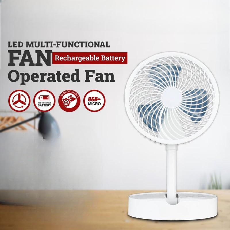 Image of Drumstone (EXCLUSIVE OFFER WITH 5YEARS WARRANTY) FOLDABLE LED RECHARGEABLE TABLE FAN /HOME FAN /KITCHEN FAN /OFFICE FAN /BEST GIFT FOR FRIENDS