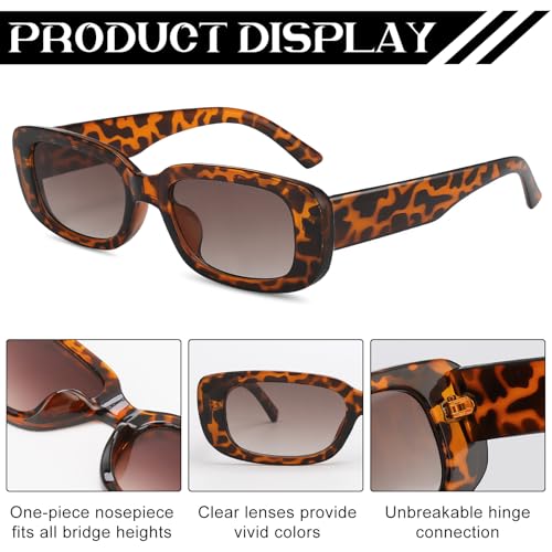 6 Pieces Retro Rectangle Polarized Sunglasses for Women Men Fashion Vintage y2k Trendy 90s Sunglasses UV400 Protection2