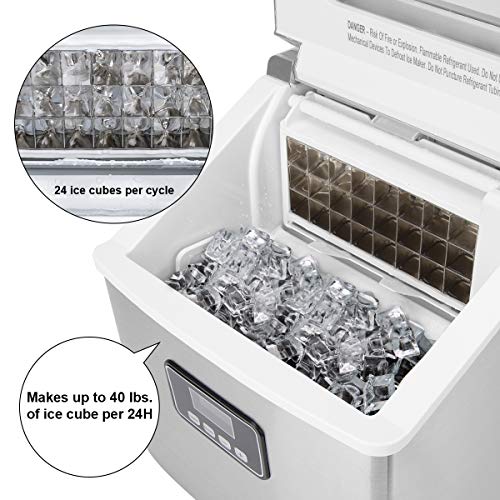 Euhomy Ice Maker Machine Countertop, 40Lbs/24H Portable Compact Ice