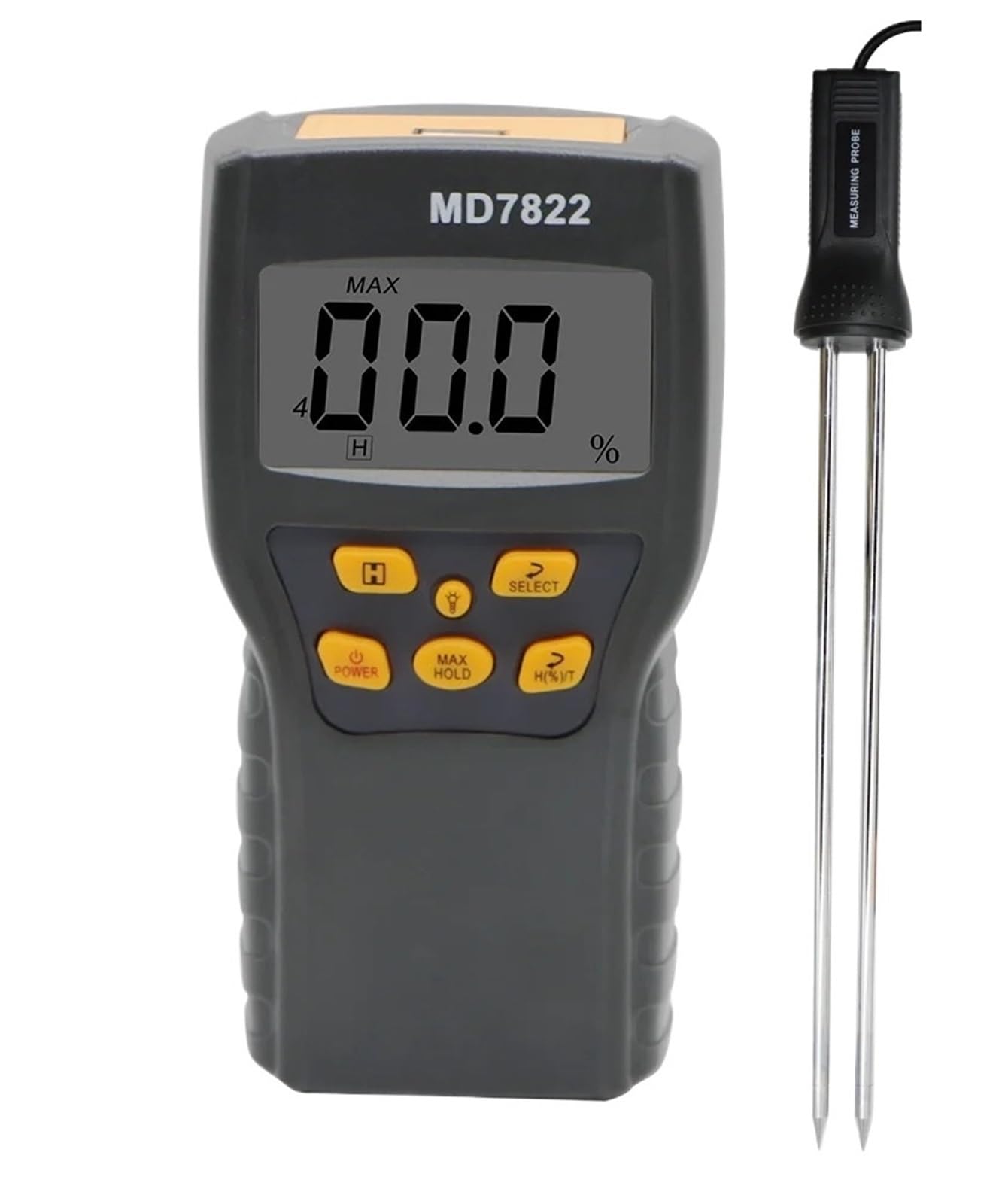 MD7822 Grain Moisture Meter Digital LCD Display Grain Hygrometer Thermometer Humidity Temperature Tester for Wheat Corn Rice