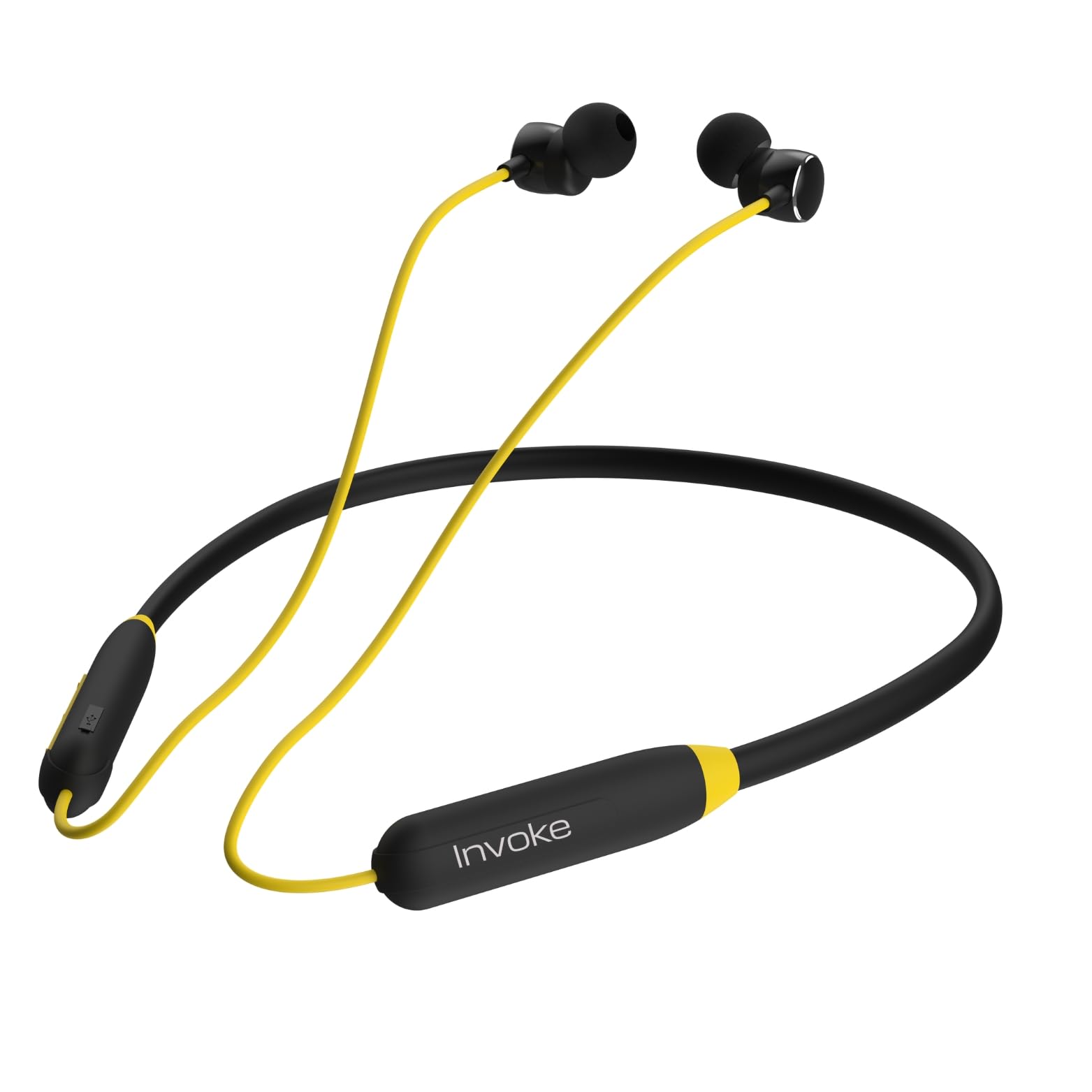 Invoke Eva with Anti-Slip Design, Built-in Microphone, Throbbing Bass, Dual Pairing, AI Assistants Enabled, Fast Charging, Longer Playtime, Sweat-Water Resistant Bluetooth Earphone (Black-Yellow) (B0D1CQ4TYG) Amazon Price History, Amazon Price Tracker