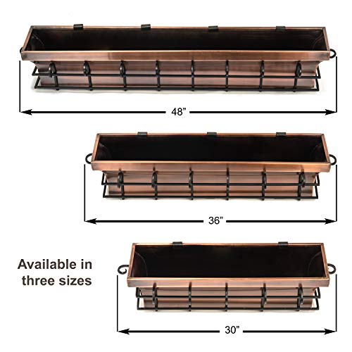 H Potter Window Planter Box Copper Outdoor Flower Plant Container For Windows Attach To House Deck Balcony Long Rectangular Shape 36 Inch Length #TOP6