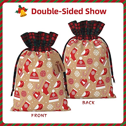 Christmas Drawstring Gift Bags Christmas-Sock-Clothes-Decoration Buffalo Plaid Drawstring Bag Party Favors Bags #TOP1