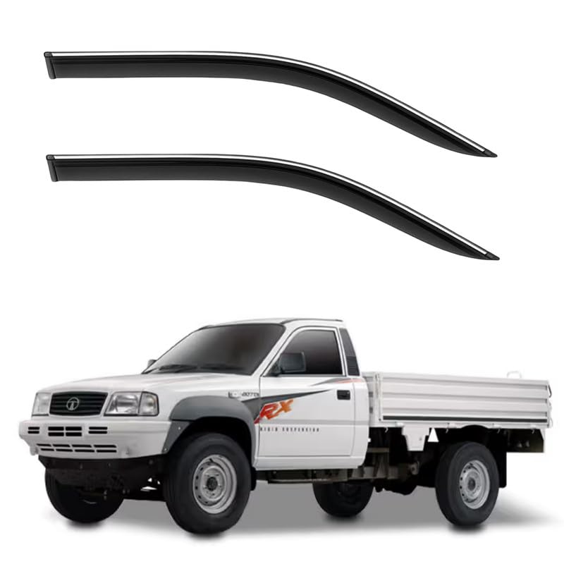 Image of CAR SAAZ Side Door Visors for 207 (Set of 2Pcs)|Chrome Lined Rain Guards, Polycarbonate, Smoke Finish
