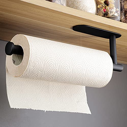 RUICER Soporte para rollos de papel de cocina de acero inoxidable, sin taladrar, se pega en el armario de la cocina Cover