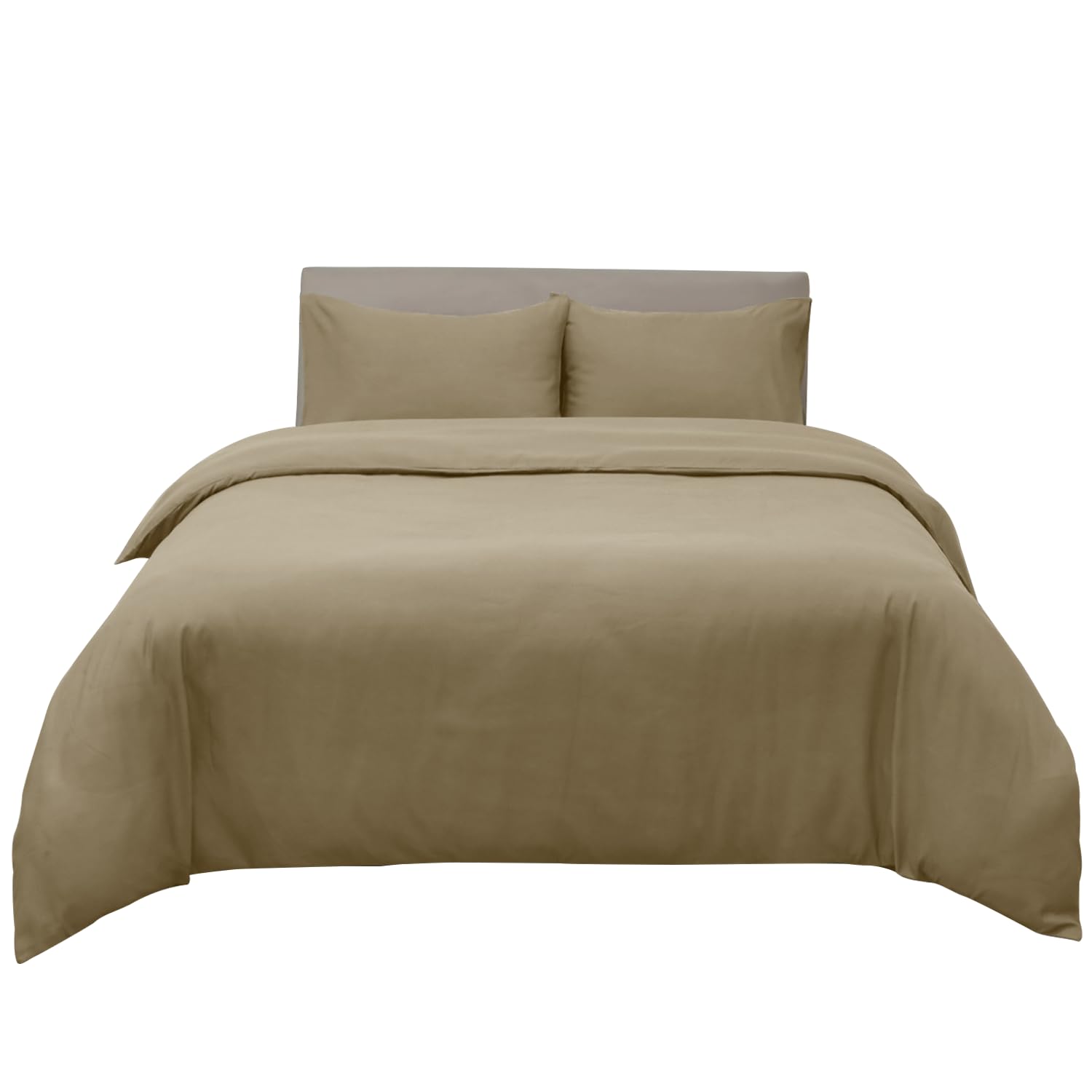 Hafaa Dyed Duvet Cover Brushed Microfiber Quilt Cover with Button Closure Luxury Bedding Beige Duvet Cover with 2 Pillowcases King Size Duvet Set (230cm x 220cm)