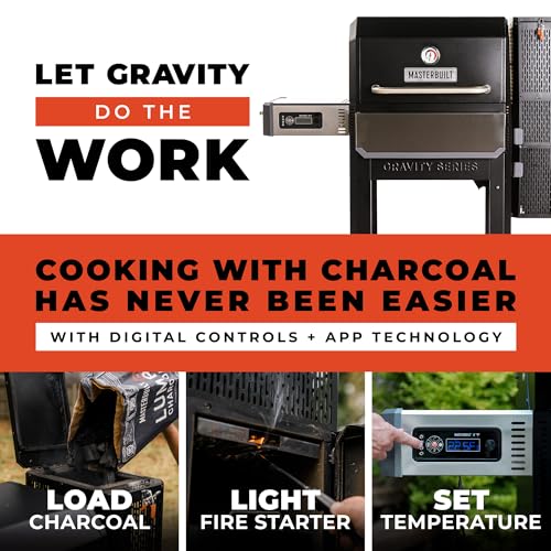 Image of Masterbuilt Gravity Series 1050 Smoker Grill - Digital Charcoal Combo Grill with Free App, 1,050 Cooking Square Inches in Black, Model MB20041220