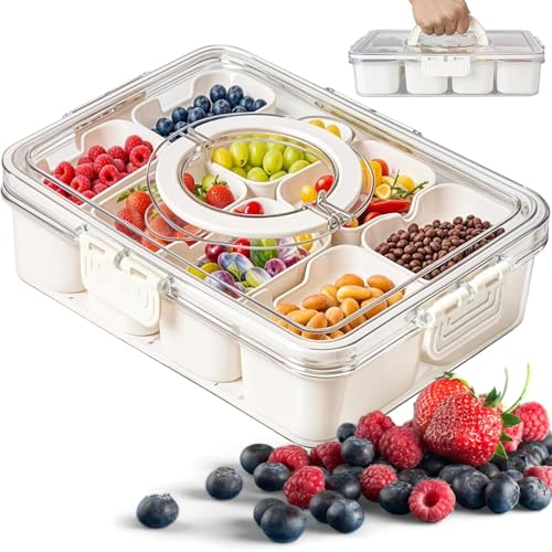 Contenitore per Snack con Scomparti e Coperchio, Vassoio da Portata con Maniglia, Organizer Trasparente per Caramelle, Frutta e Snack – Perfetto per Picnic e Feste Contenitore per Snack con Scomparti e Coperchio, Vassoio da Portata con Maniglia, Organizer Trasparente per Caramelle, Frutta e Snack – Perfetto per Picnic e Feste