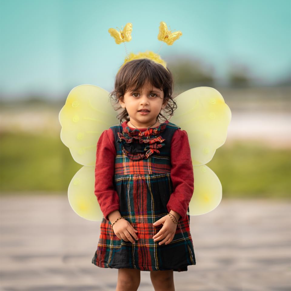 PRETYZOOM Butterfly Wings Set with Fairy Gauze Skirt Flared Tutu Dress up Accessory for Girls Dance Performance Party Costume - Image 6