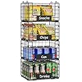 JKsmart Pantry Organizers and Storage, 4 Pack XL Stackable Wire Baskets with NamePlates, Metal Storage Bins for Snack Can Fruit Vegetable Spice