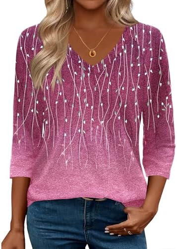 Zeagoo 3/4 Length Sleeve Womens Tops Casual V Neck Shirts Soft Basic Tees Business Work Blouses Zeagoo 3/4 Length Sleeve Womens Tops Casual V Neck Shirts Soft Basic Tees Business Work Blouses