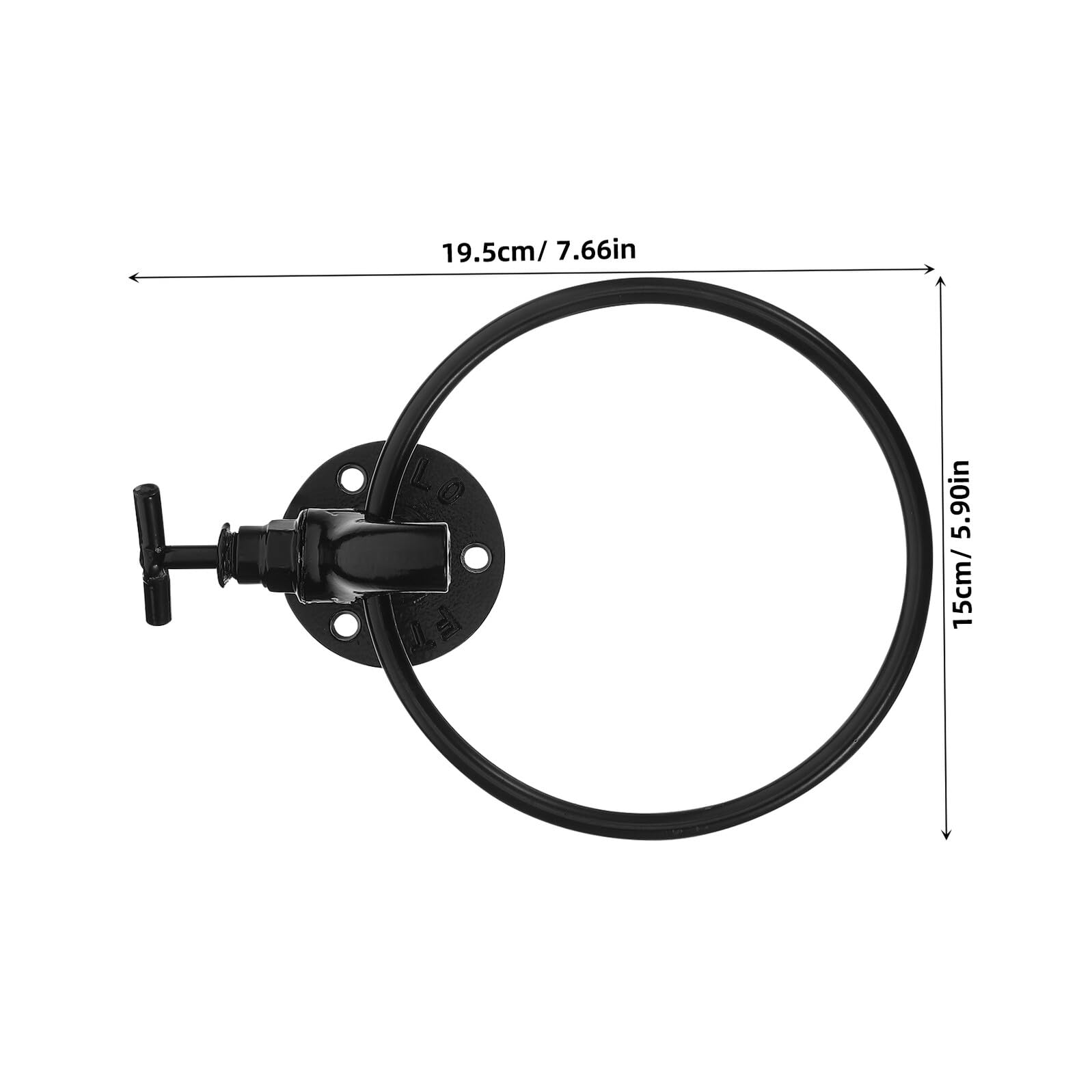 Porta Asciugamani ad Anello Rubinetto Nero in Ferro da Parete | Bagno e Casa, Forma Rotonda, Stile Vintage Rustico Elegante Moderno Artistico, Montaggio Semplice