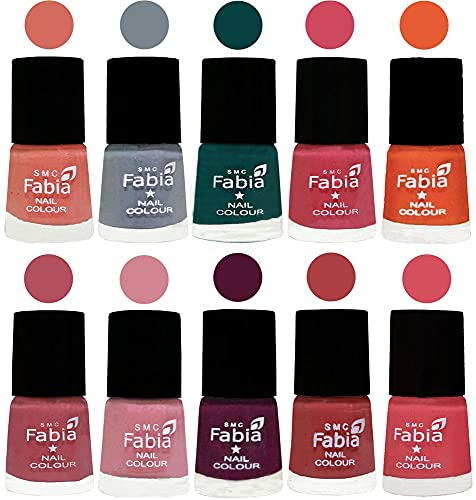 Image of ALL IN ONE (PACK OF 10), Long Lasting Glossy Nail Polish, 6 ml Each, All Vibrant Colours,02056