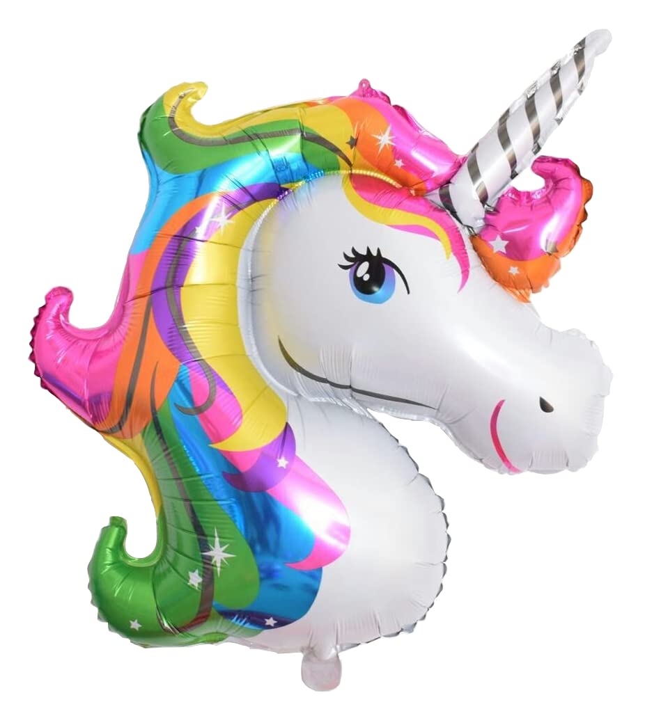 Rainbow Unicorn Head Foil Balloon, 115cm